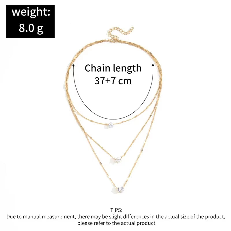3Pcs/Set Vintage Shiny Rhinestone Love Heart Pendant Necklace Choker Bridal Neck Jewelry