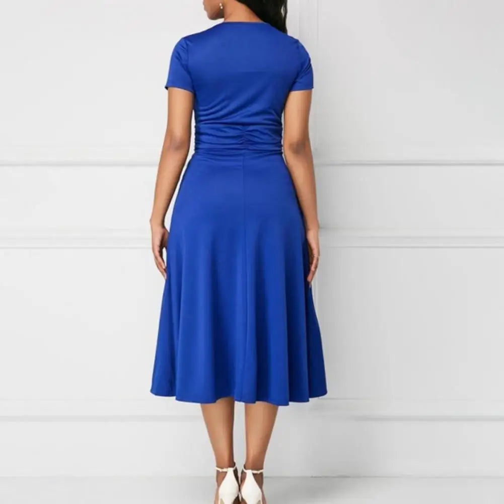Casual V-Neck  Lace up Waist Dress